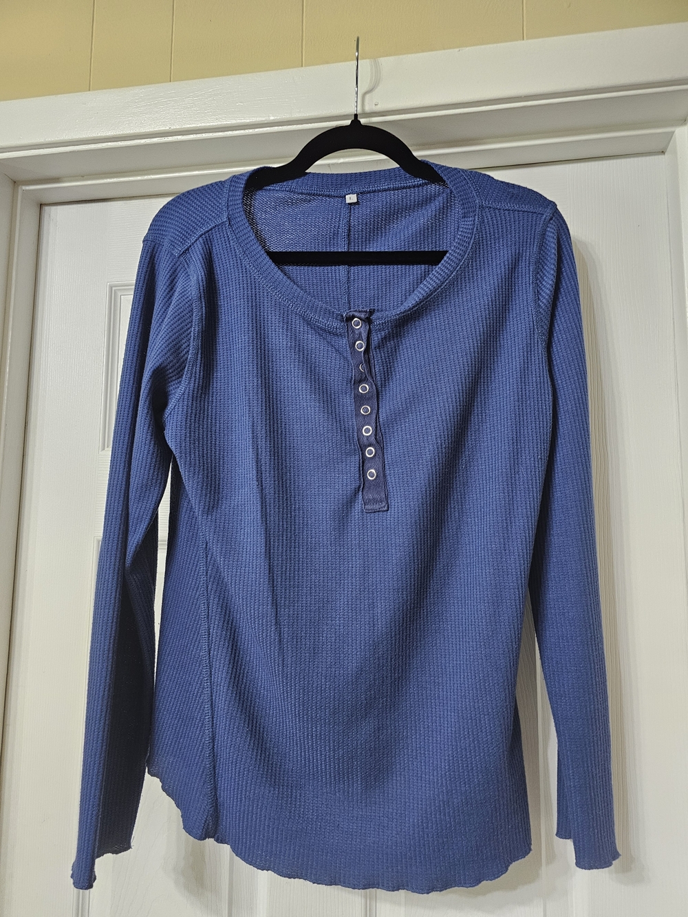 Blue Waffle Henley Long Sleeve Top